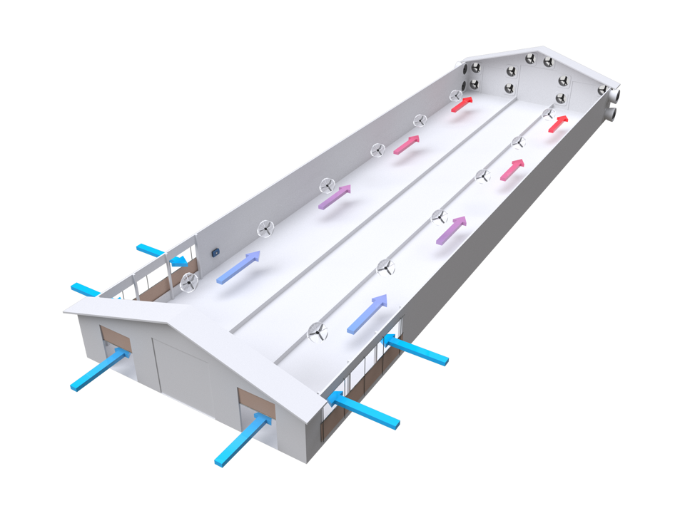 Тунельна система вентиляції для молочних приміщень